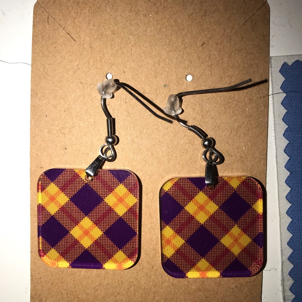 Purple n Yellow Earrings Costume Jewelry 🌷